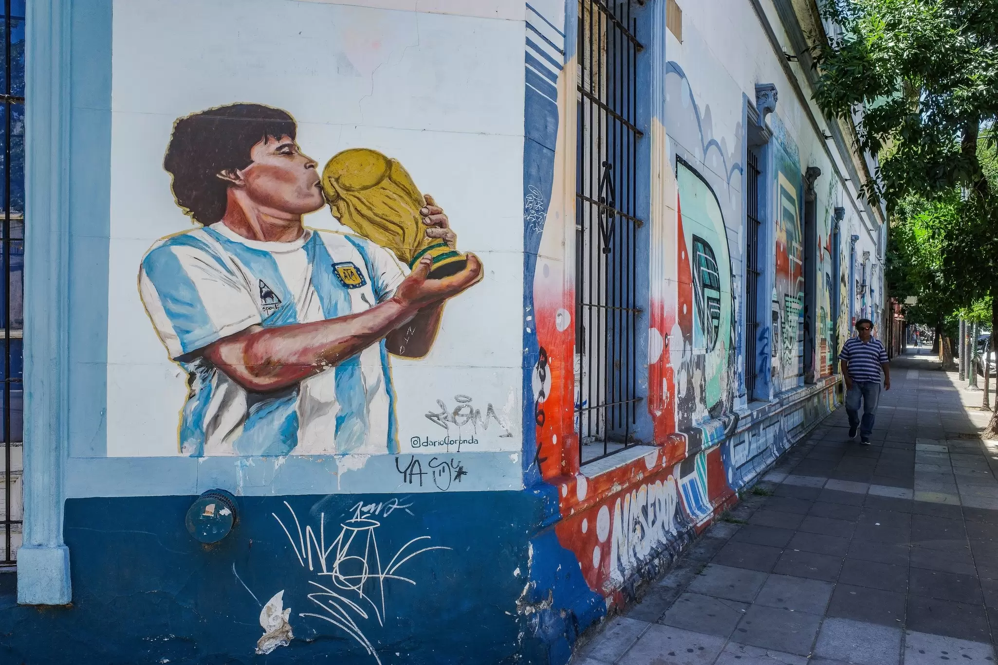 Mural of soccer player Maradona in Buenos Aires.