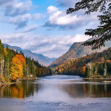 Beautiful Mountains and River in the Fall Near the Visitor Centre of Jacques-Cartier National Park, License Type: media, Download Time: 2025-10-21T14:40:12.000Z, User: comptonsheldon109, Editorial: false, purchase_order: 56530 - Guidebooks, job: Global Publishing WIP, client: Montreal and Quebec City 7, other: Compton Sheldon