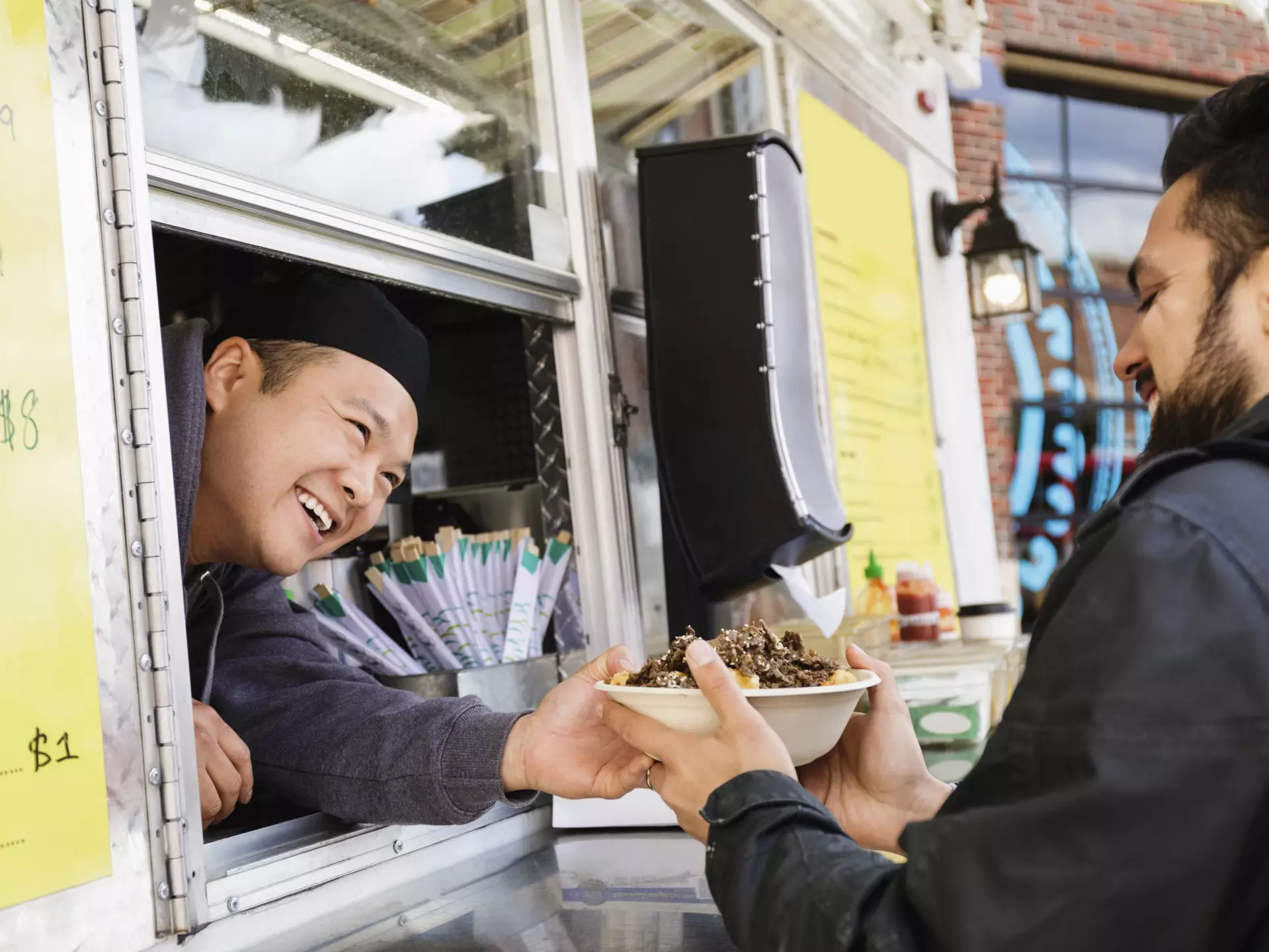 Man buying a bowl of food from a food truck in Richmond.
672161823
Standing, People, Selling, 30-34 Years, Young Adult, Hold, Order, Customer Service Representative, Looking Down, Two People, 30-39 Years, Mid Adult, Focus, Side View, Asian and Indian Ethnicities, Serving Food and Drinks, Horizontal, Holding, City Life, Bowl, Real People, City, Image Focus Technique, Black Hair, Photograph, Millennial, Anticipation, Enjoyment, Small Business, Business, Serving, Tater-Tot, Cheerful, Food, Service, Young Men, Youth Culture, Men, Profile, Mid Adult Men, Multi-Ethnic Group, 20-24 Years, Day, Selective Focus, Entrepreneur, Adults Only, Outdoors, Smiling, USA, Food Truck, Looking Down On, Buying, Candid, Adult, Authentic, Headshot, Cookery, Profile View, Virginia - US State, Only Men, Commercial Land Vehicle, Richmond, Photography, Close-up, Owner, Color Image, Food and Drink, Latin American and Hispanic Ethnicity, Richmond - Virginia, Truck, Business Finance and Industry, Concession Stand, Millennial Generation