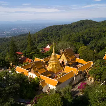 Aerial view at Wat Phra That Doi Suthep temple in Chiangmai, Thailand.  License Type: media  Download Time: 2023-11-13T08:30:09.000Z  User: lonelyplanetmedia  Is Editorial: No  purchase_order:   