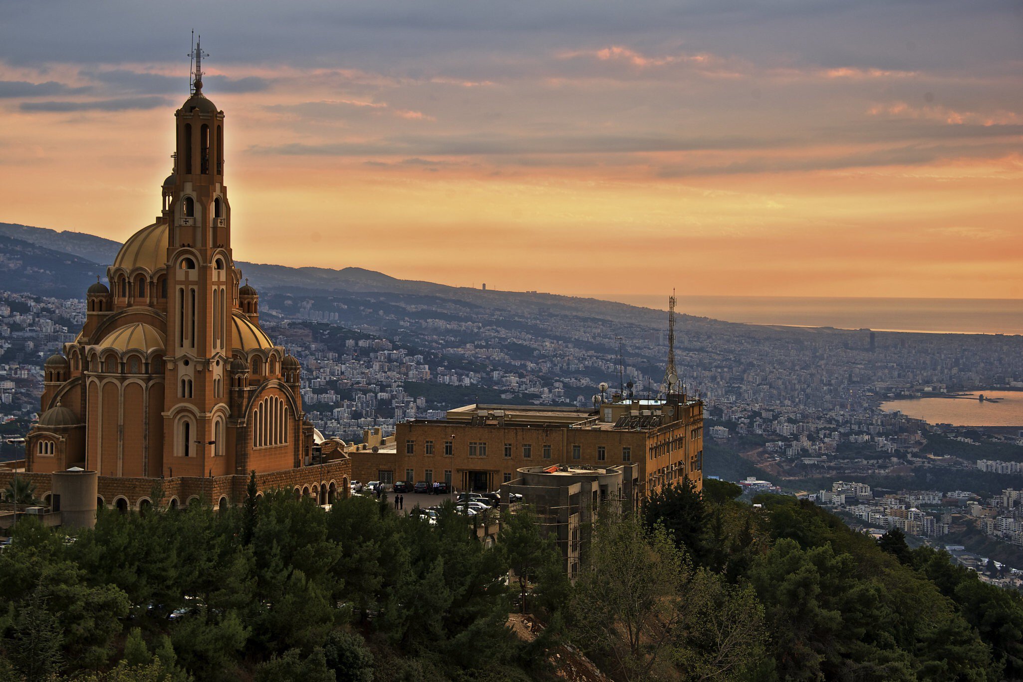 View of Beirut from Harissa at sunset.
