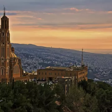 View of Beirut from Harissa at sunset.