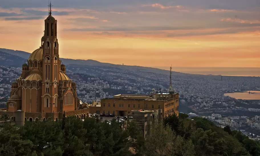View of Beirut from Harissa at sunset.