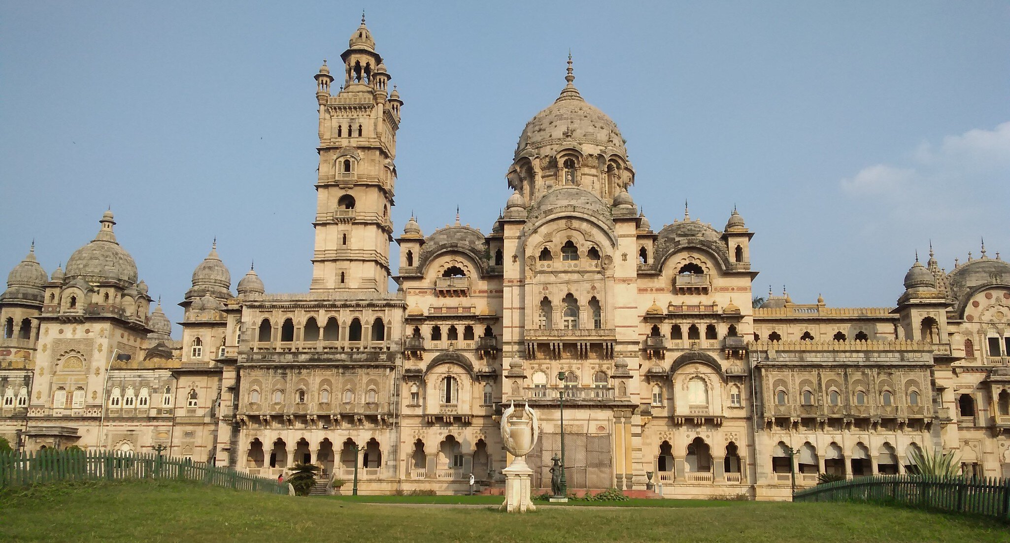 Facade of Lakshmi Vilas palace in Gujarat, India.