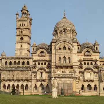 Facade of Lakshmi Vilas palace in Gujarat, India.