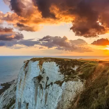 sunset at beachy head east sussex uk