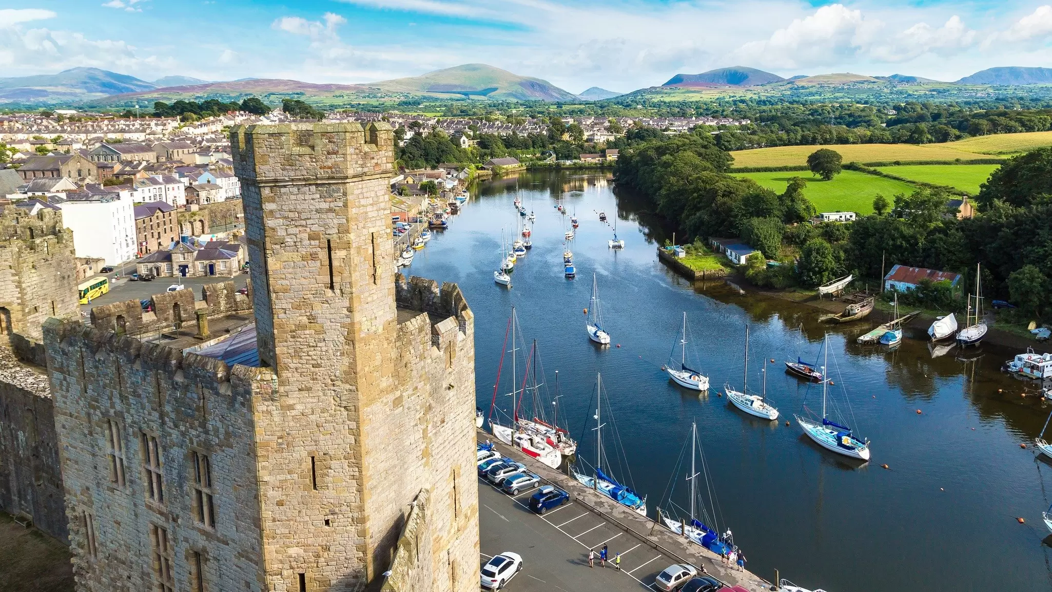 The view from the top of Caernarfon Castle, Wales. Sergii Figurnyi/Shutterstock