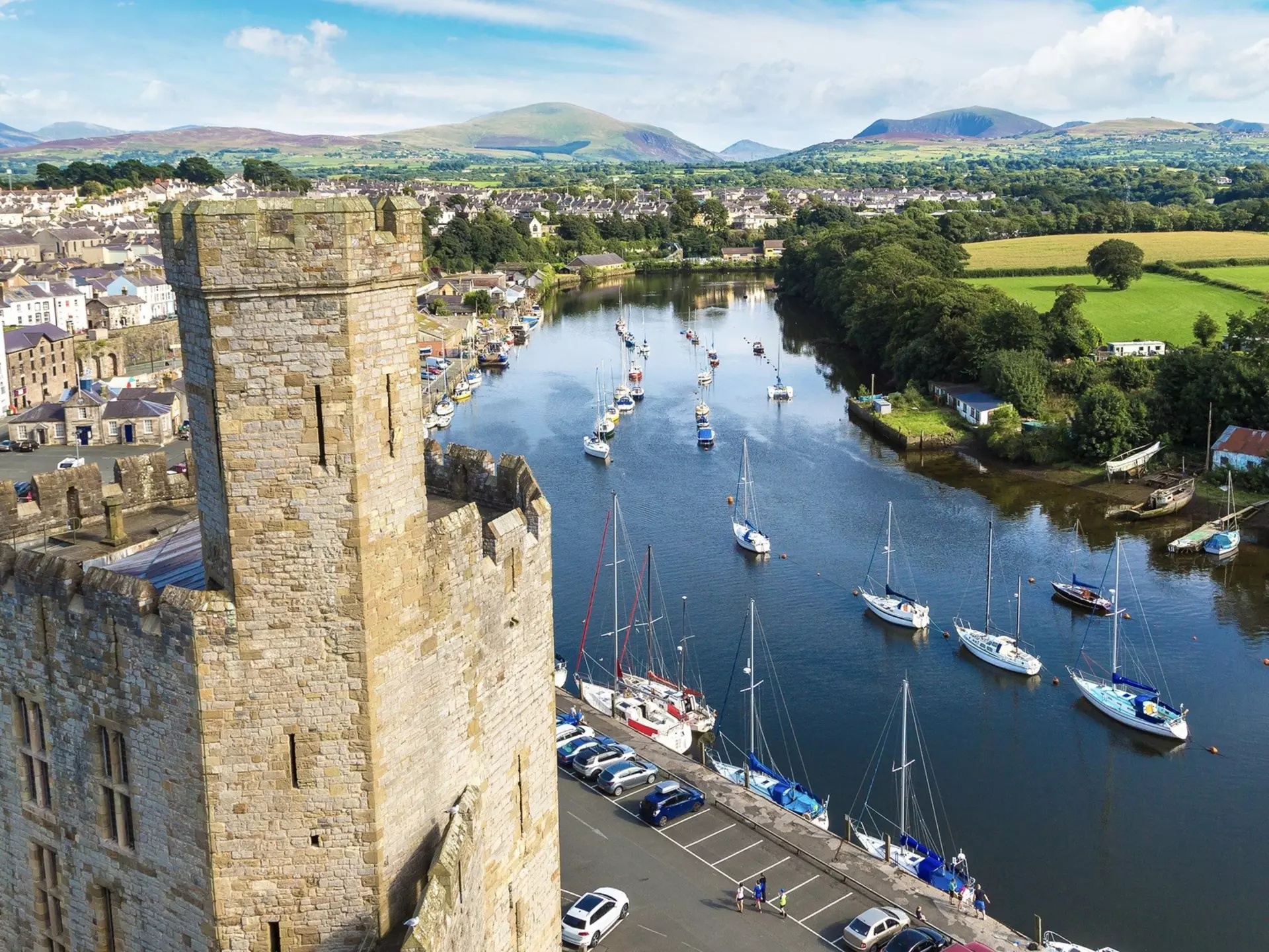 The view from the top of Caernarfon Castle, Wales. Sergii Figurnyi/Shutterstock