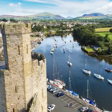 The view from the top of Caernarfon Castle, Wales. Sergii Figurnyi/Shutterstock