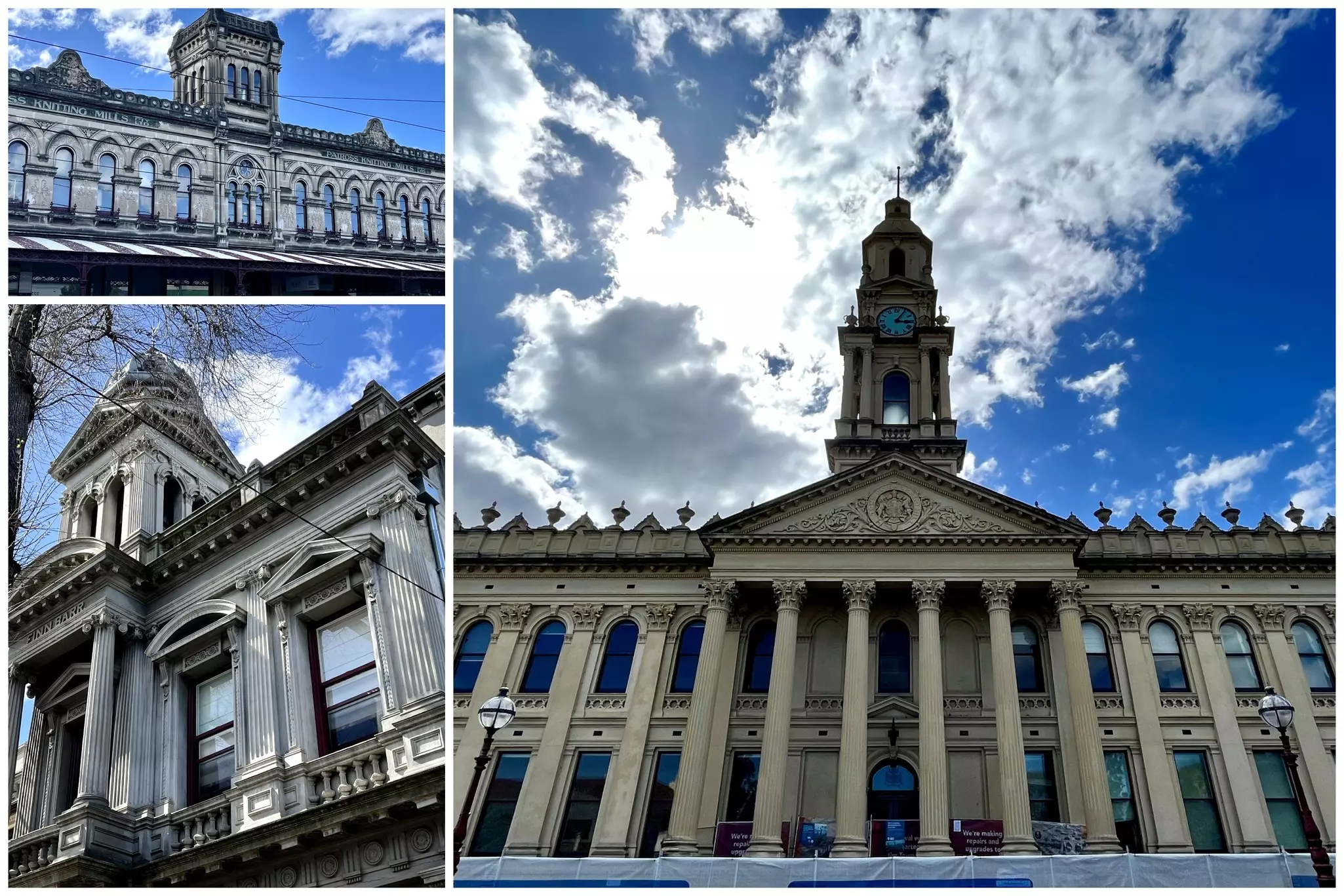 The elegant exteriors of Melbourne Town Hall and the Patross Knitting Mills Building © Cristian Bonetto