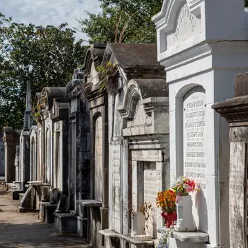 Marble tombs at a cemetary.