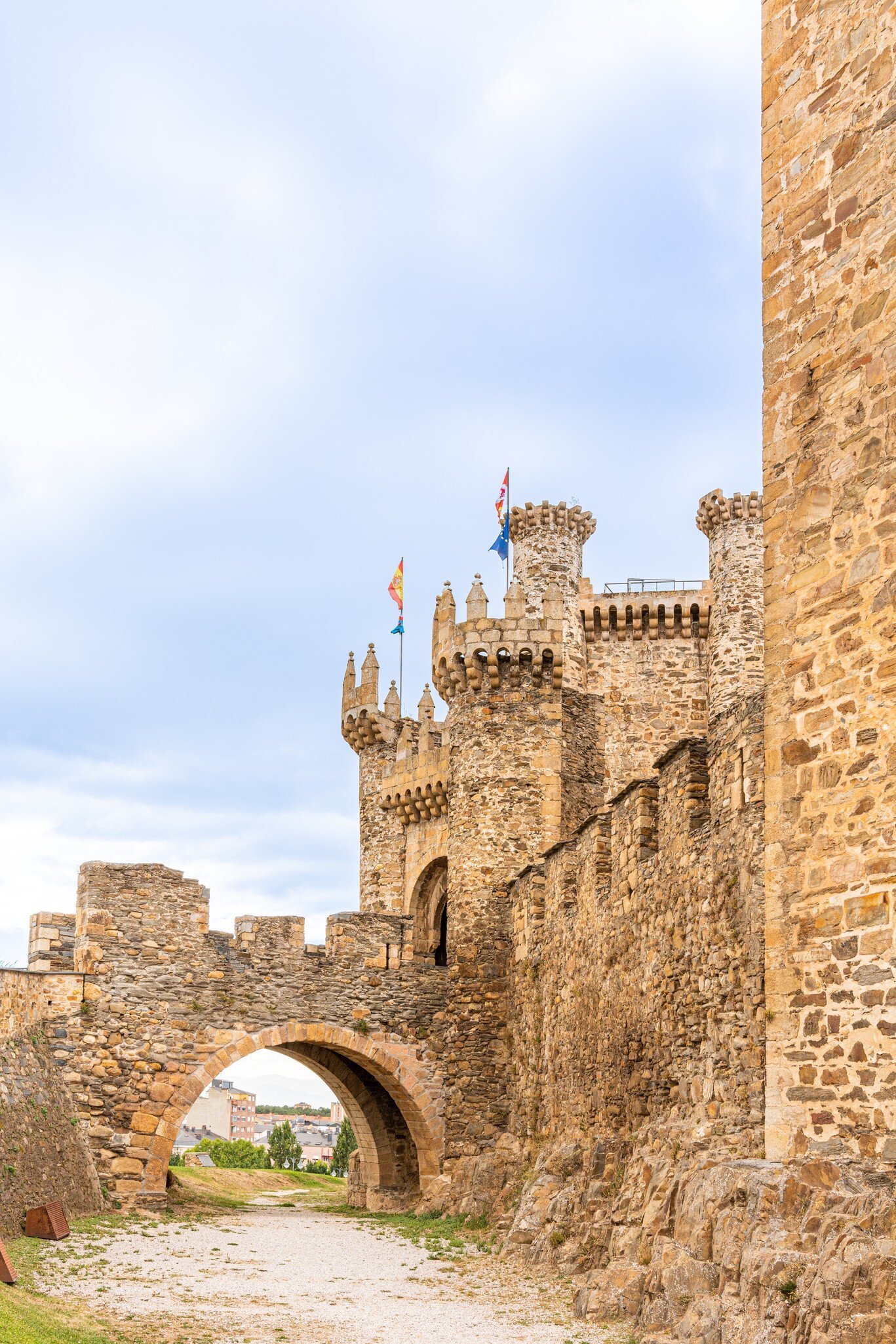 View of the walls of the Castillo Templario in Ponferrada, Spain.