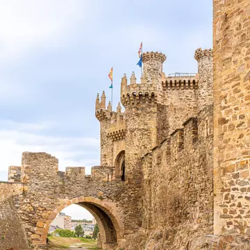 View of the walls of the Castillo Templario in Ponferrada, Spain.