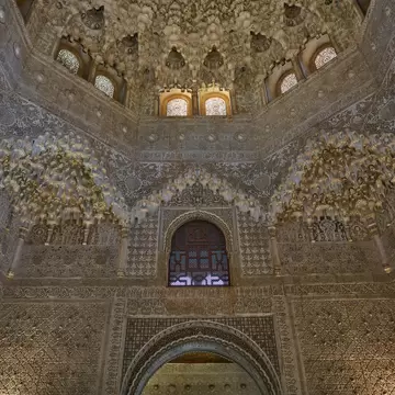 Granada / Spain - December 2 2019: Hall of the Two Sisters (Sala de Dos Hermanas) of Nasrid Palaces (Palacios Nazaríes), Alhambra, Granada, Andalusia                    ; Shutterstock ID 1602394498; your: Sloane Tucker; gl: 65050; netsuite: Online...
