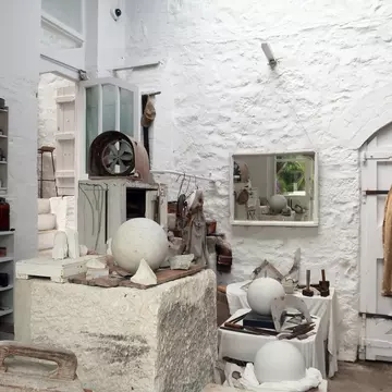 St Ives, UK - July 2019: Barbara Hepworth Museum and Sculpture Garden