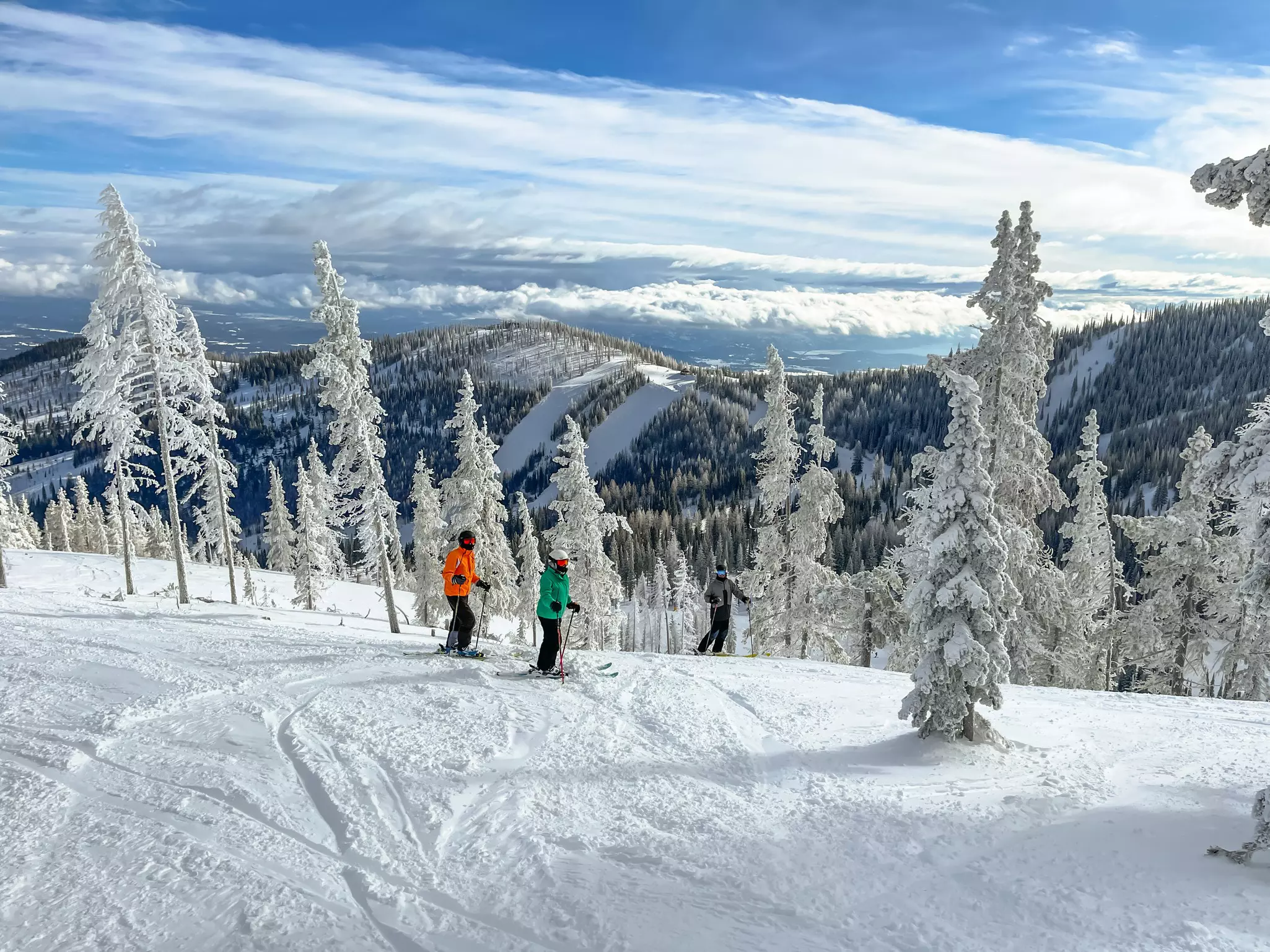 Weave your way through Schweitzer's snow-covered forest. Debbie Galbraith/Getty Images