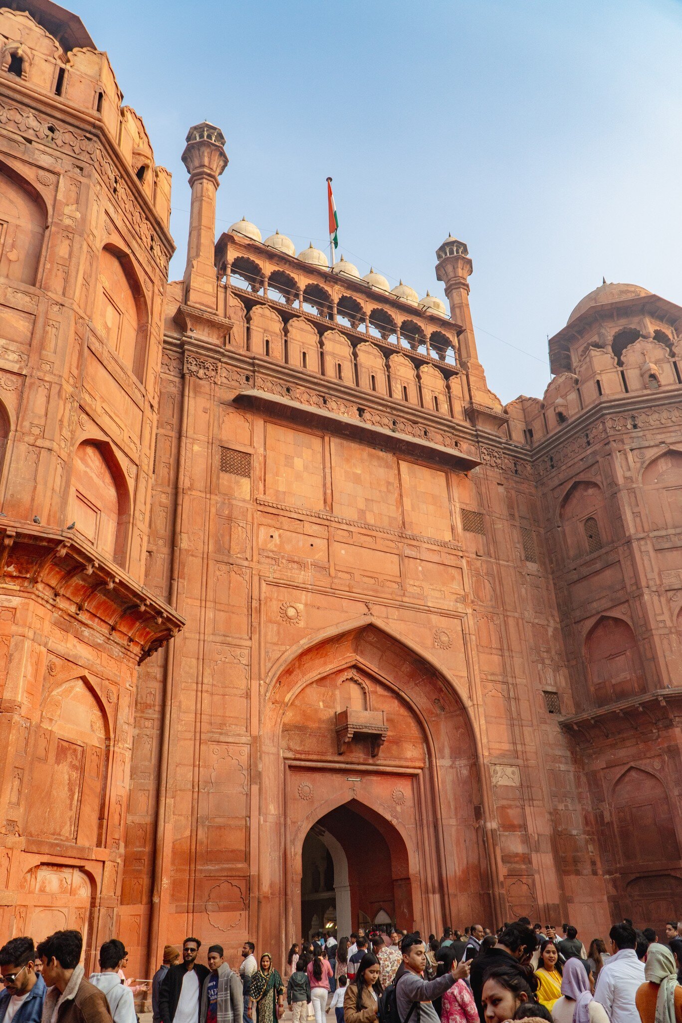 Huge crowd in front of Lahori gate at Red fort, Delhi, India.