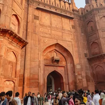 Huge crowd in front of Lahori gate at Red fort, Delhi, India.
