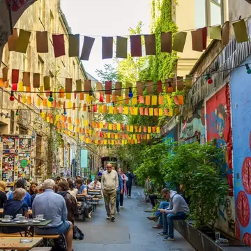 Courtyard of Haus Schwarzenberg on Rosenthaler StraÃŸe, Hackescher Markt in Berlin, Germany.