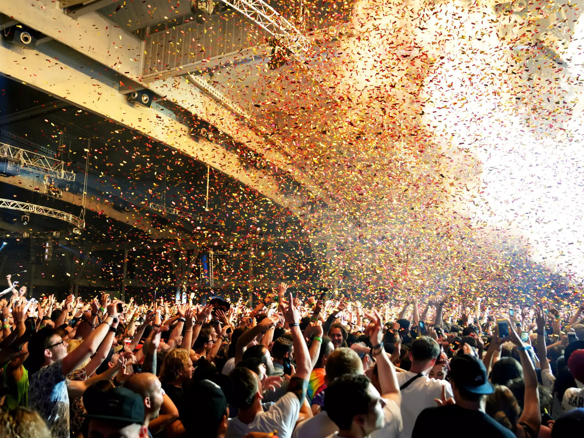 BARCELONA - JUN 19: Crowd in a concert, while throwing confetti from the stage at Sonar Festival on June 19, 2015 in Barcelona, Spain.
celebration, club, concert, confetti, crowd, dance, disco, dj, expression, festival, friendship, fun, group, hands, lifestyle, music, night, nightclub, nightlife, party, people, rave, scene, show
