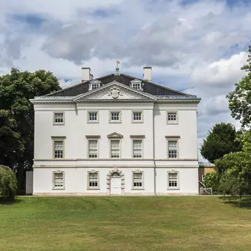 Marble Hill House (architect Roger Morris) is on northern banks of River Thames, situated halfway between Richmond and Twickenham, UK. Marble Hill House is a beautiful 18th Century Palladian Villa.; Shutterstock ID 149886371;