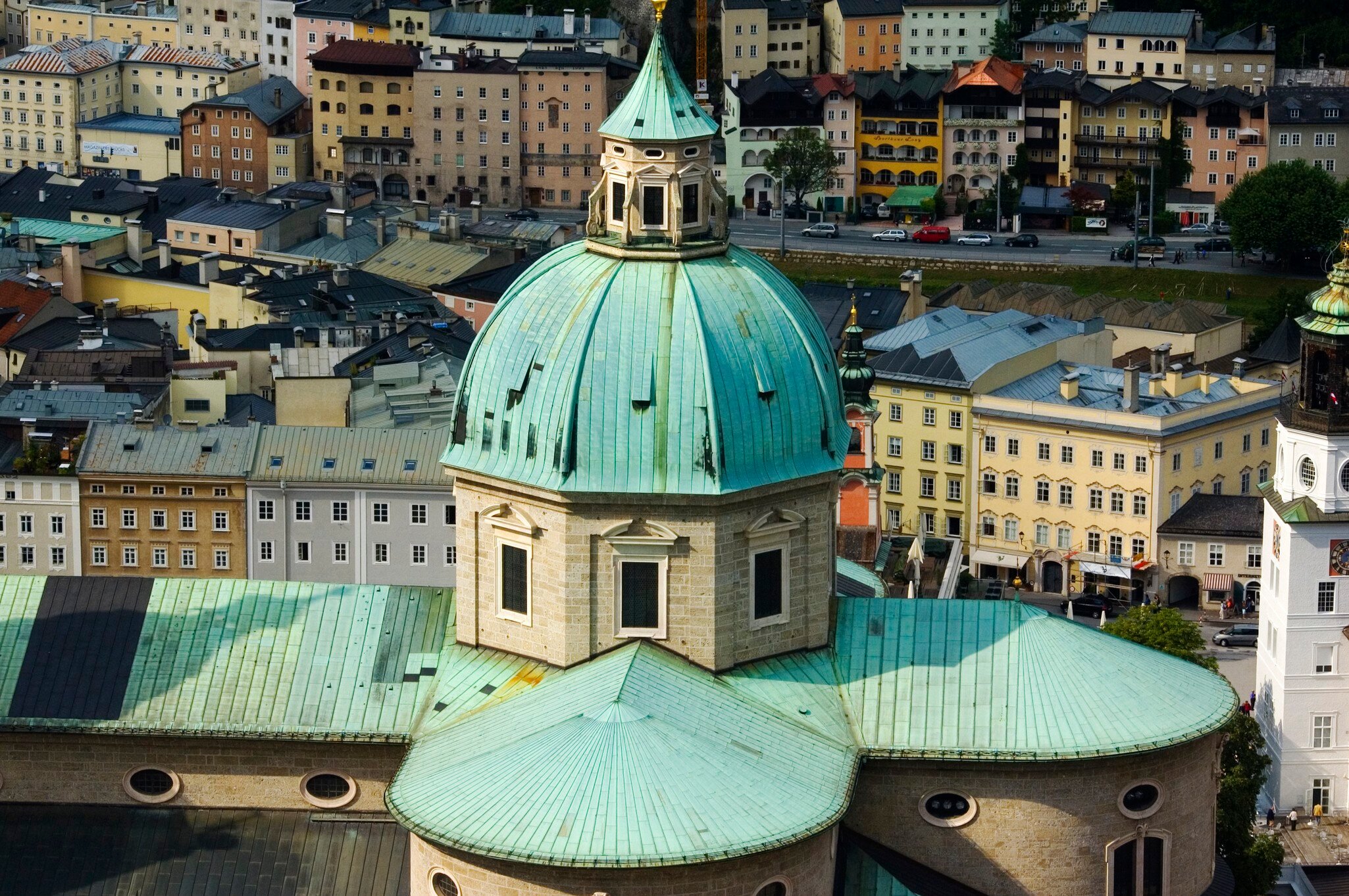 Overhead of the Dom (cathedral) from Festung Hohensalzburg (fortress).