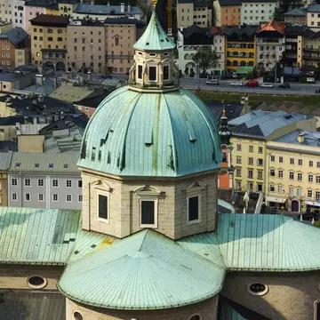 Overhead of the Dom (cathedral) from Festung Hohensalzburg (fortress).