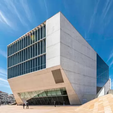 exterior of the House of Music concert hall (Portuguese: Casa da Musica) in Porto, designed by Rem Koolhaas.