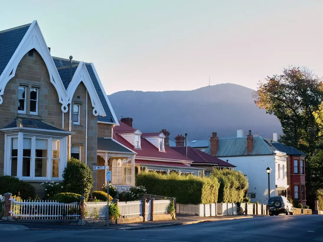  Hampden Road at Battery Point  has retained some of its colonial architecture and historical ambiance in Tasmania, Australia.