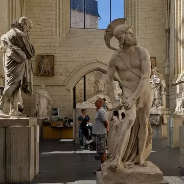 Visitors in the galerie David d'Angers dedicated to the eponimous 18-19sculptor. Angers, France.