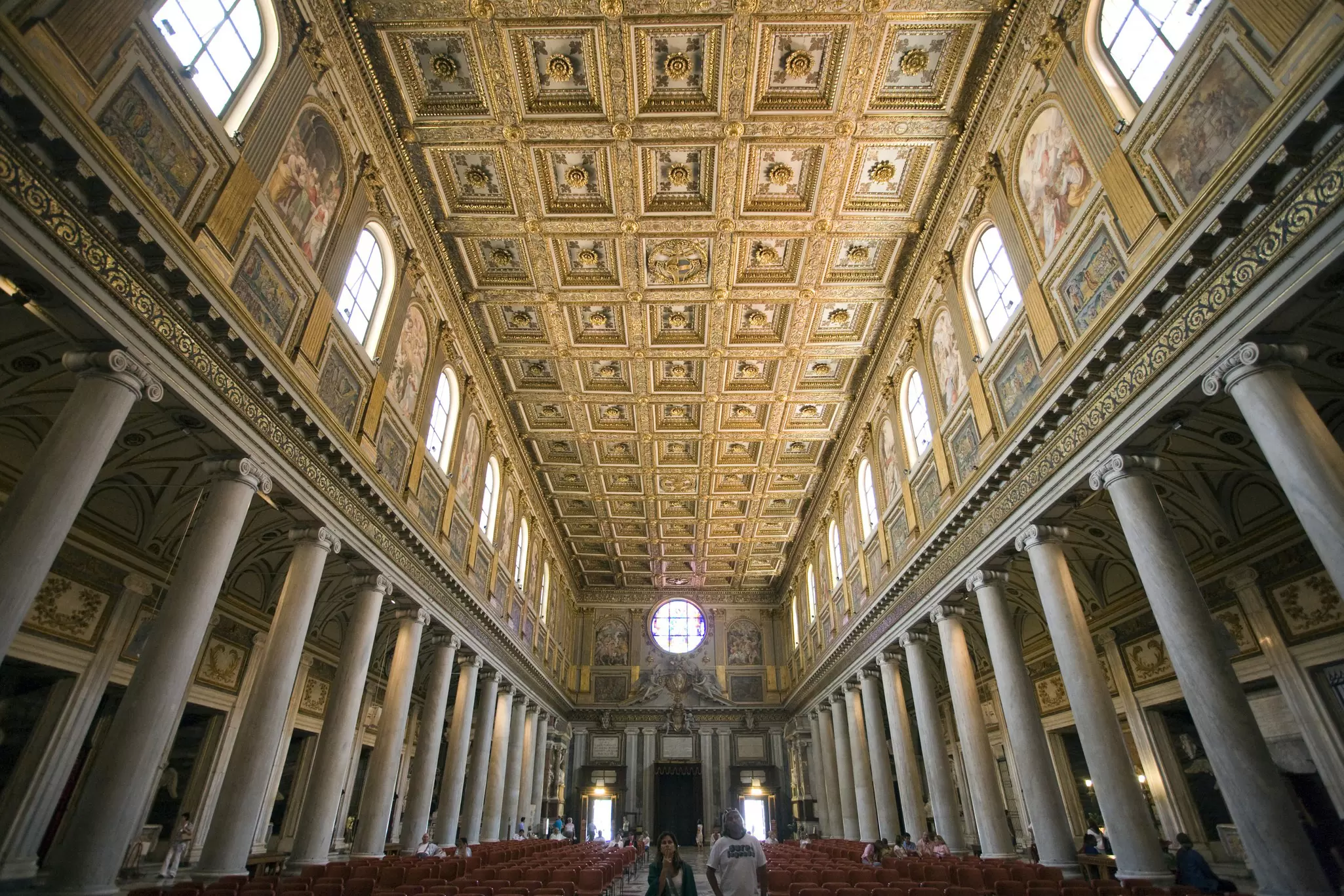 The nave of the Basilica di Santa Maria Maggiore in Rome, Italy.
