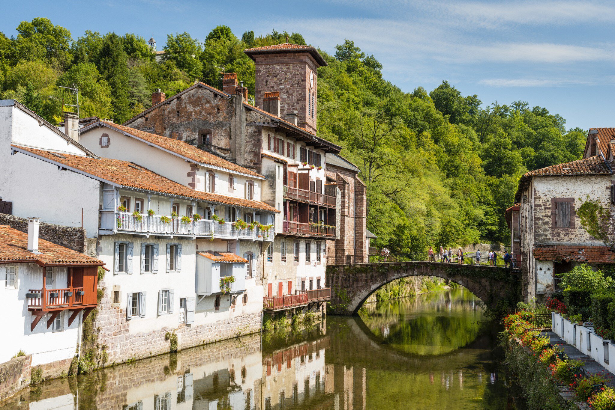 Pont d'Eytheraberry bridge over river Nive de Béhéroble.