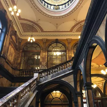 View of stairwell and stunning architecture of the Glasgow city chambers in Glasgow Scotland on the 15th of September 2018, License Type: media, Download Time: 2025-08-07T15:22:44.000Z, User: katelyn.perry_lonelyplanet, Editorial: true, purchase_order: 65050 - Digital Destinations and Articles, job: wip, client: wip, other: Katelyn Perry