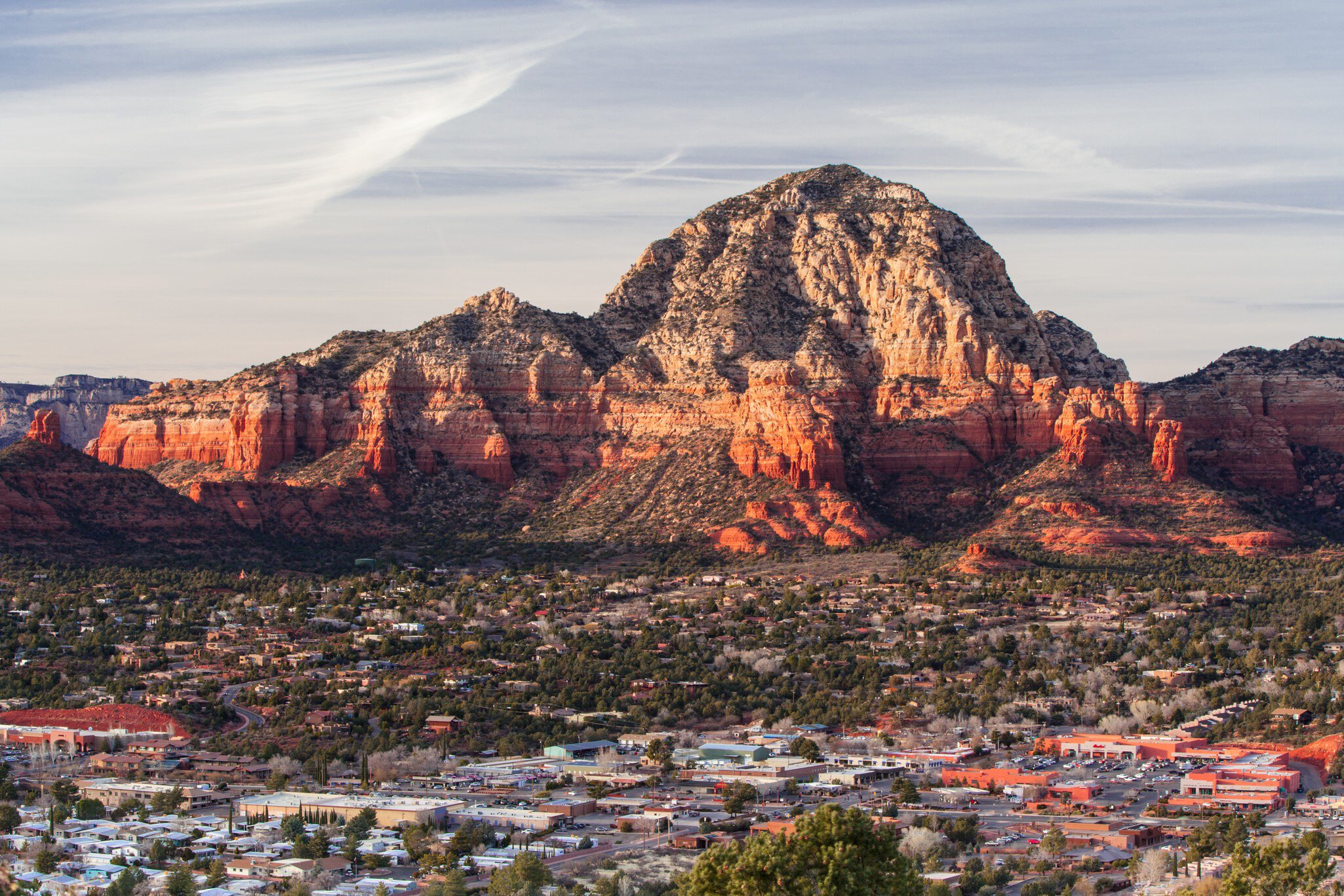 Red rock scenery viewed from Airport Mesa at sunset in Sedona, Arizona