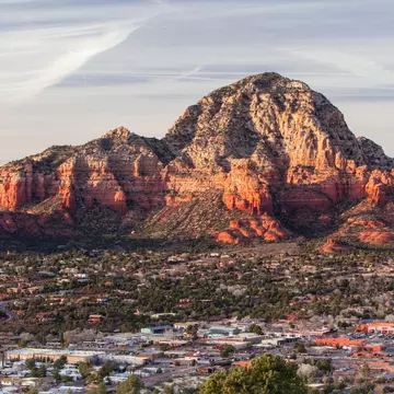 Red rock scenery viewed from Airport Mesa at sunset in Sedona, Arizona