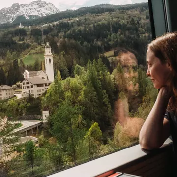 Staring out the window at the town of Trimmis in Switzerland. Max Knight 