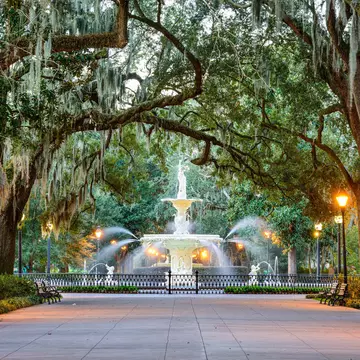 Savannah, Georgia, USA at Forsyth Park Fountain.