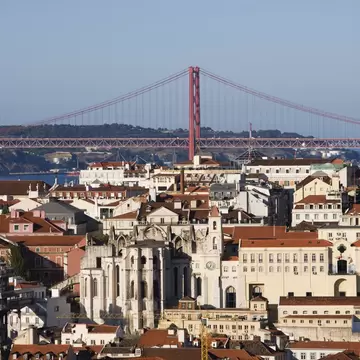 City and Ponte 25 de Abril bridge from Miradouro da Senhora do Monte.