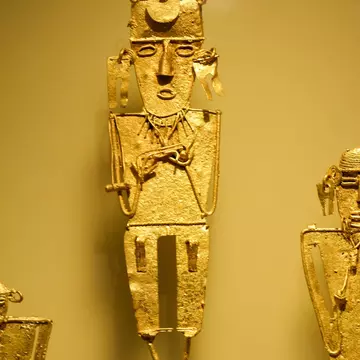 Bogota, Colombia, February 06 2023 : Pre-columbian gold artifact on display in the museo del oro. The museum of gold is located in BogotÃ¡, Colombia.  License Type: media  Download Time: 2024-06-21T02:16:12.000Z  User: ceri_lp  Is Editorial: Yes  purchase_order:   