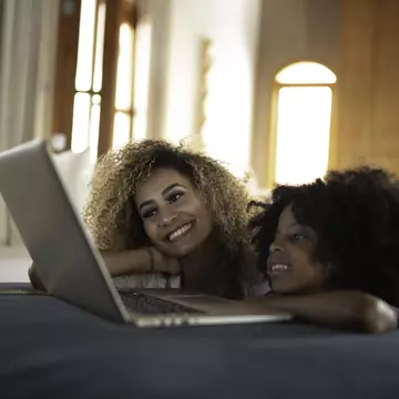 Single mother and daughter watching movie on a laptop
1182449214
Simple Living, Enjoyment, Technology, Mid Adult, Connection, Two, Two People, Real Life, Females, Home Interior, Domestic Life, Television Show, Mother, Downloading, Watching TV, House, 30-34 Years, Computer, Togetherness, Daughter, Using Laptop, Real People, Leisure Activity, Playful, Family with One Child, African Ethnicity, People, Watching, Toothy Smile, Relaxation, Horizontal, Child, Affectionate, Multi-Ethnic Group, Using Computer, Latin American and Hispanic Ethnicity, Lying Down, Fun, Photography, Mid Adult Women, Happiness, Internet, Women, Digital Native, Brazilian Ethnicity, Indoors, Single Mother, 4-5 Years, Brazil, Candid, Childhood, Laptop, Movie, Family, Broadcasting, Weekend Activities, Adult, Afro, Copy Space, Smiling, Modern