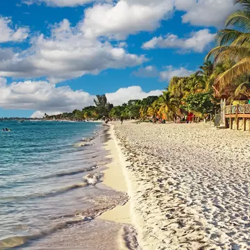 Beautiful tropical relaxing caribbean white sand paradise beach, green trees - Negril, Jamaica, Seven Mile Beach  License Type: media  Download Time: 2023-08-12T14:44:35.000Z  User: Eointloughney87  Is Editorial: No  purchase_order:   