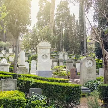 The Cimitero Acattolico ("Non-Catholic Cemetery") of Rome. It is the final resting place of non-Catholics including but not exclusive to Protestants or British people