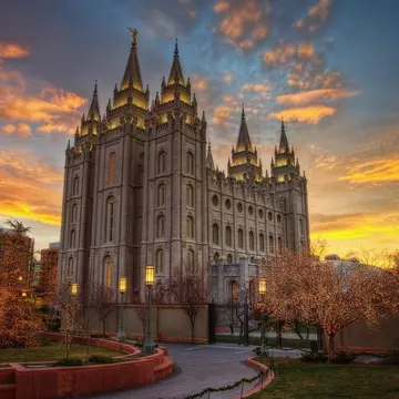 Temple Square dominates the downtown neighborhood of Salt Lake City