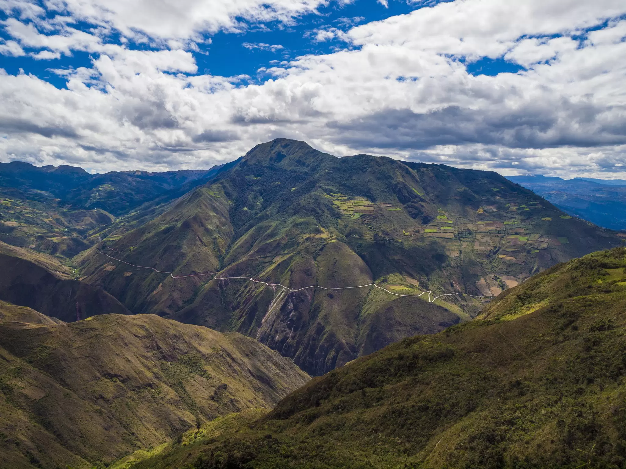 An aerial view of the Kuelap settlement in Peru