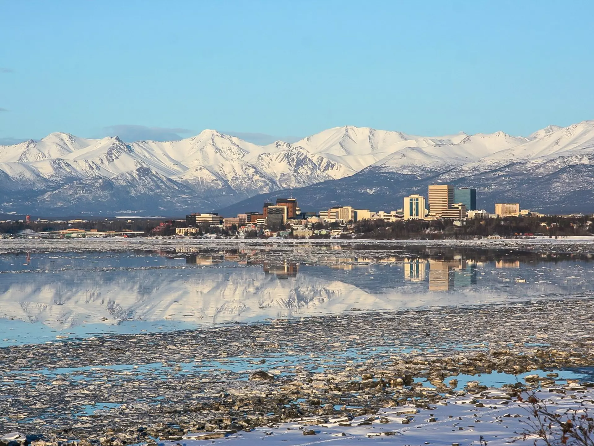 Views of Anchorage from the Tony Knowles Coastal Trail.