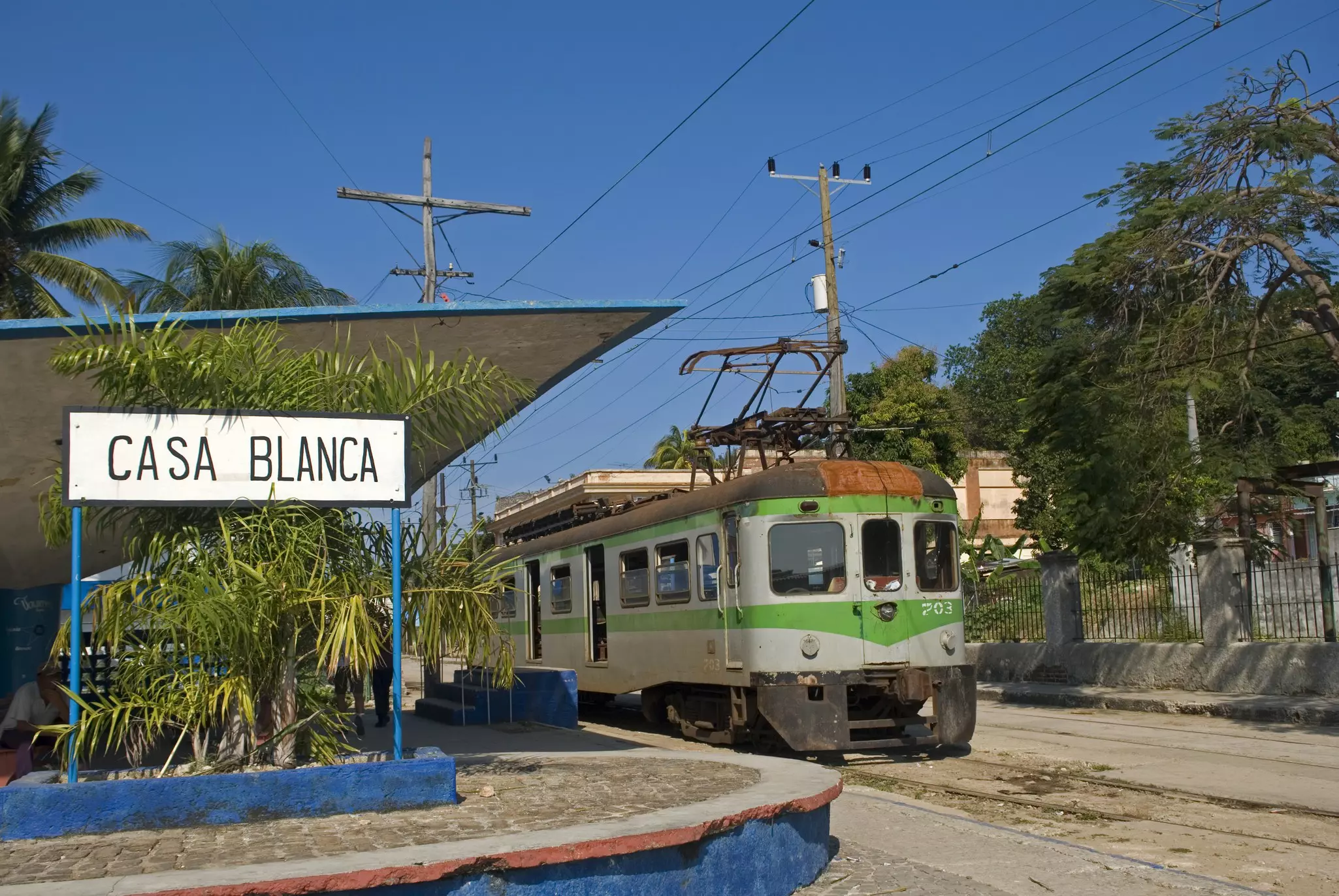 An old train is stationary at Casablanca Railway Station in Havana