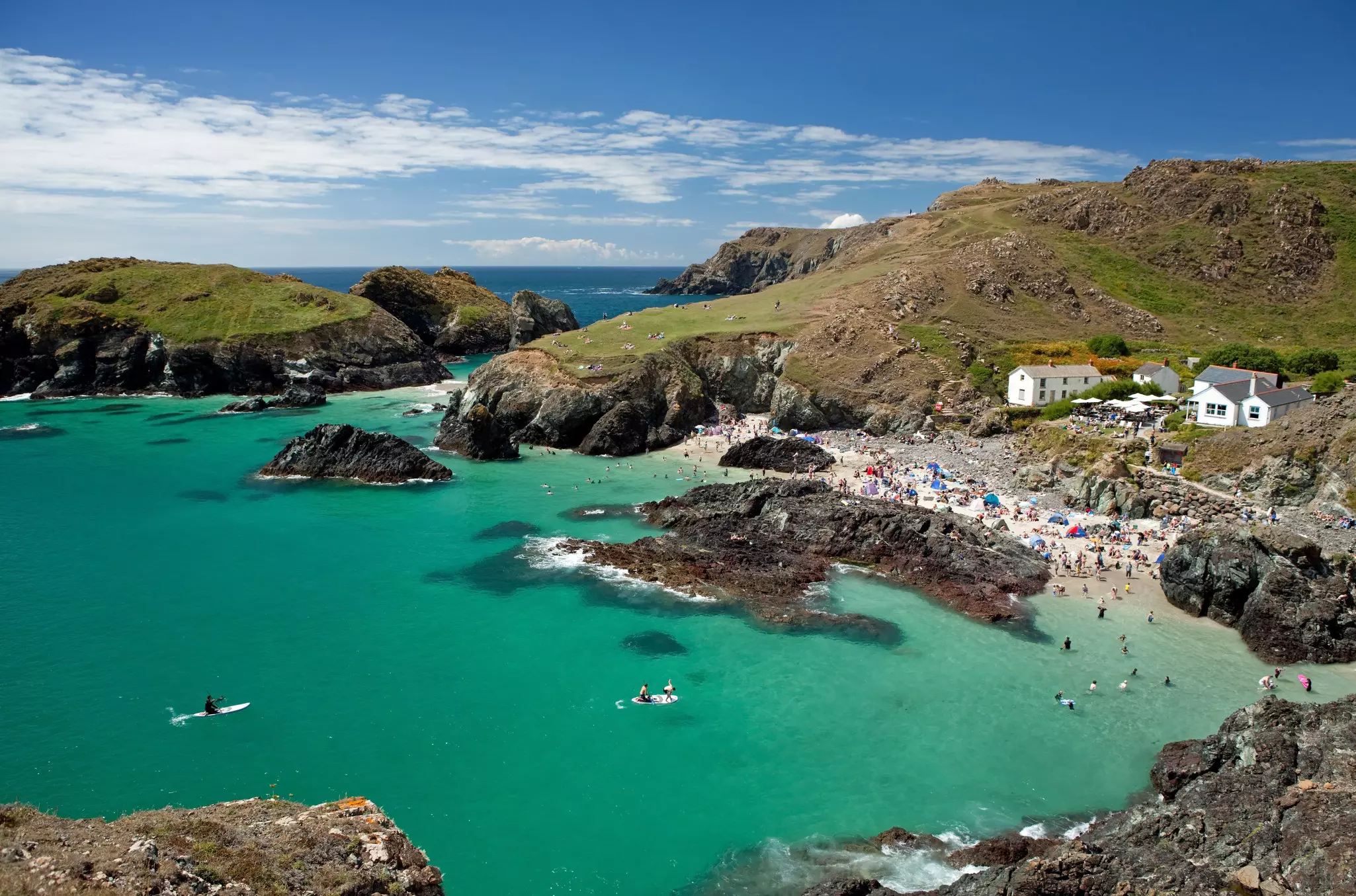 Kynance Cove on the Lizard Peninsula, Cornwall in England, UK.