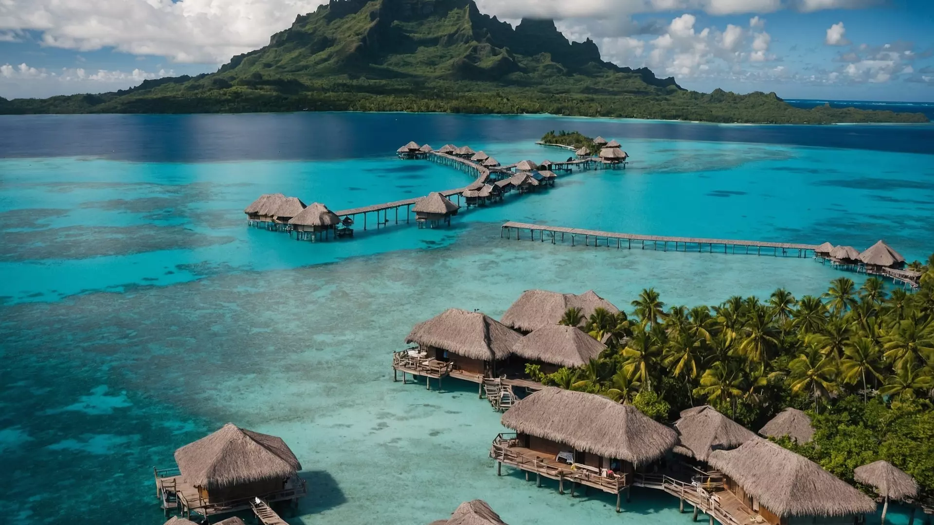 Bora Bora, located in French Polynesia, is a stunning tropical paradise renowned for its crystal-clear turquoise waters, luxurious overwater bungalows, and breathtaking coral reefs.