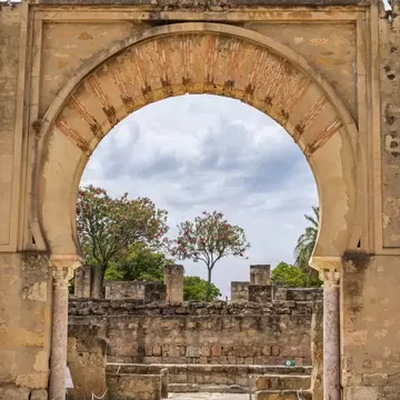 View of an archway at the former palace-city of Medina Azahara near Córdoba, Spain.