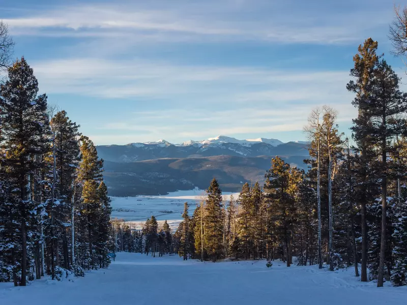 View of valley and mountains from the top of Angel Fire, New Mexico